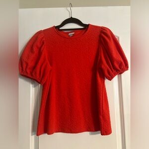 A New Day Red puff Sleeve Top Size XS